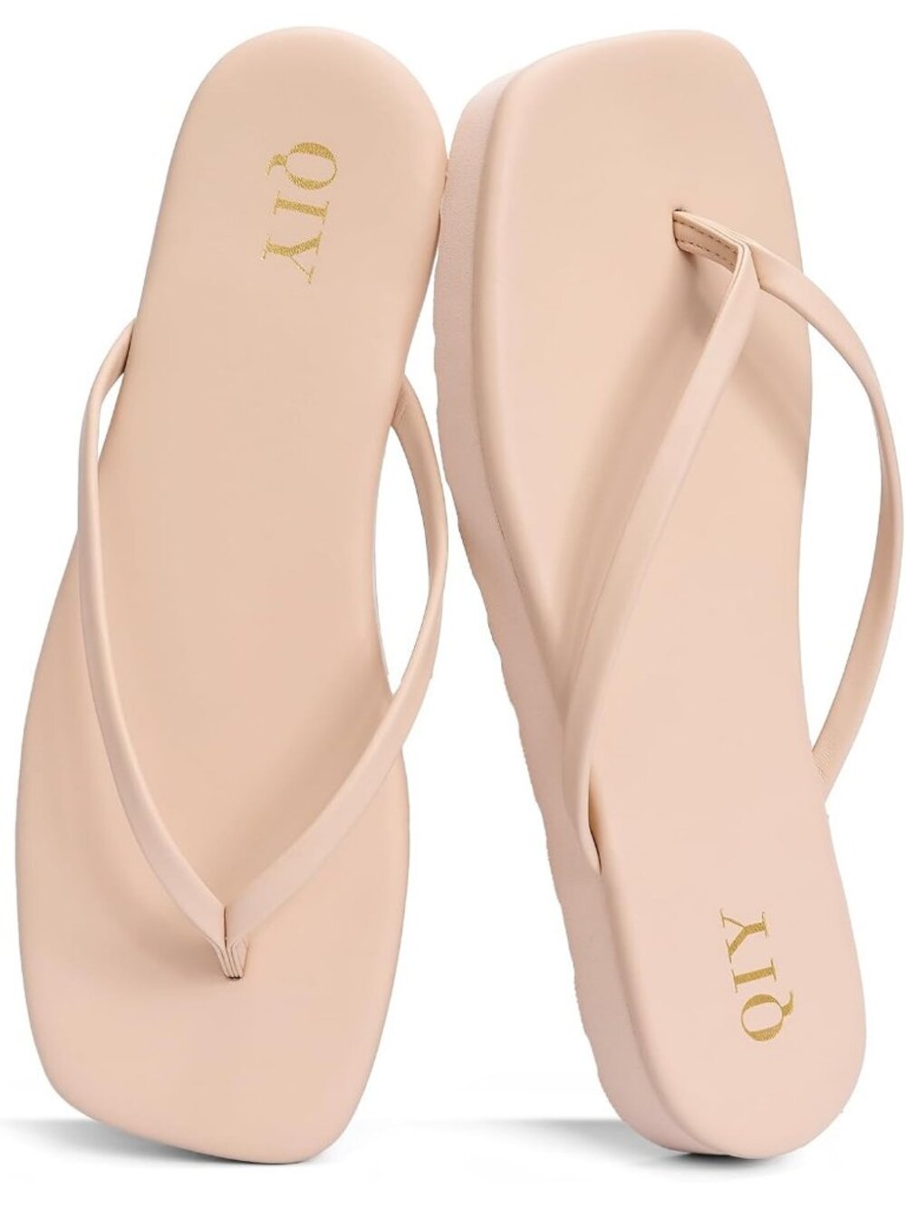 Women's Apricot Faux Leather Comfortable Square Toe Memory Foam Insole Sandals